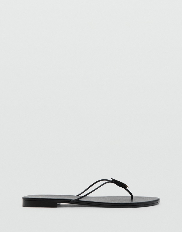 M.N.G - Leather Sandals with Shell Detail