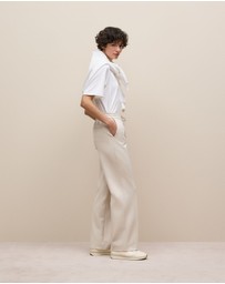Trenery - Ponte Pintucked Wide Leg Pant in Stone