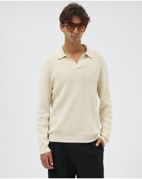AERE - Textured Long Sleeve Polo