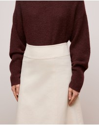 Trenery - Natural Seed Denim Panelled Skirt in Ecru