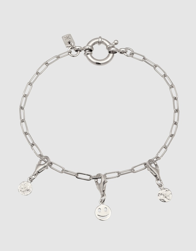 Kuzzoi - ICONIC EXCLUSIVE - Long Link Chain Bracelet with Smiling Charm in 925 Sterling Silver