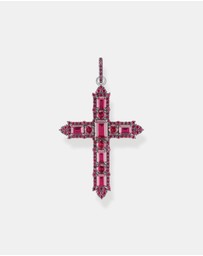 THOMAS SABO - Blackened cross pendant with ruby red stones