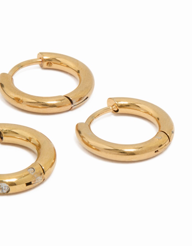 Lovisa - Waterproof Gold Plated Stainless Steel Chunky Hoop Earrings 2-Pack