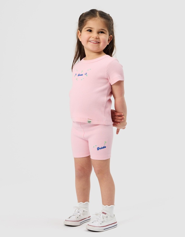 Goldie + Ace - Cotton Elastane Ribbed SS Tee with Embroidered Detail - ICONIC EXCLUSIVE - Babies-Kids