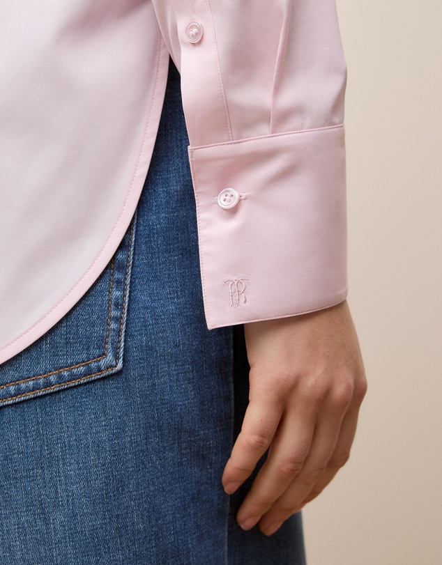 Trenery - Cotton Poplin Long Sleeve Shirt in Light Blush