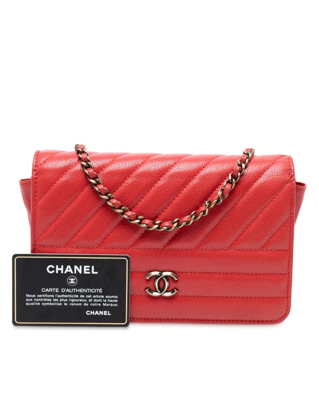 Pre-Loved by Azura Reborn - Pre-Loved Quilted Goatskin Diagonal Wallet On Chain