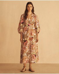 AUR OCEA - Bel Fiore Blousson Tiered Midi Dress