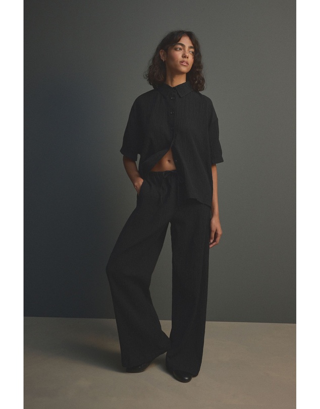 NEXT - Wide Leg Textured Trousers with Linen