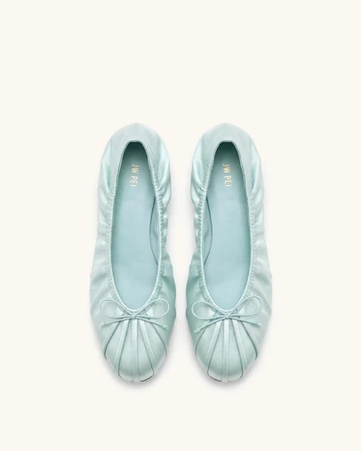 JW PEI - Solenne Ruched Drawstring Satin Ballet Flats
