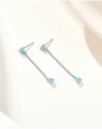 Mestige - Bello Blue Opal Earrings - Silver Plated