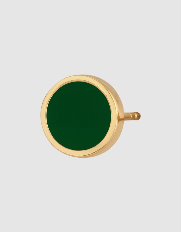 Kuzzoi - ICONIC EXCLUSIVE - Earrings Male Basic Circle Geo Enamel Green 925 Sterling Silver Gold Plated