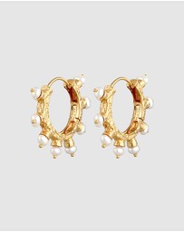 Haze & Glory - ICONIC EXCLUSIVE - Earrings Sun of Pearl Huggie 925 Sterling Silver Gold-Plated