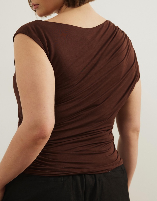 Atmos&Here Curvy - Lila Gathered Shoulder Bamboo Top