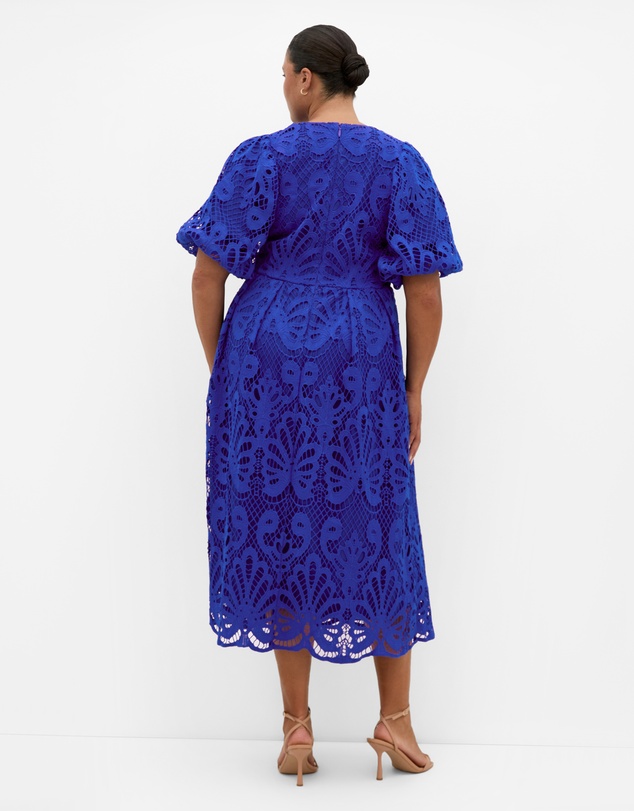 City Chic - Plus size Dani Embroidered Midi Dress - ocean blue