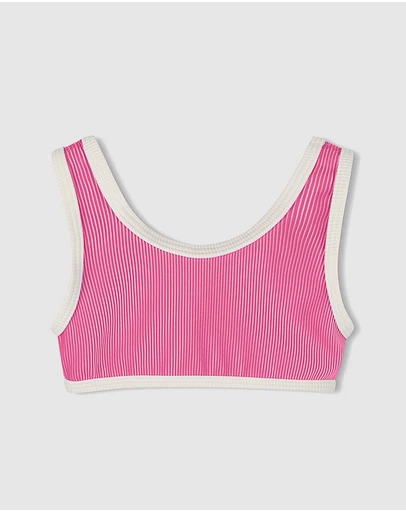 Zulu & Zephyr Mini - Mini Stripe Rib Scoop Bikini Top - Kids