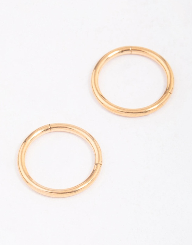 Lovisa - Gold Plated Surgical Steel Sleeper Hoop Earrings 10mm