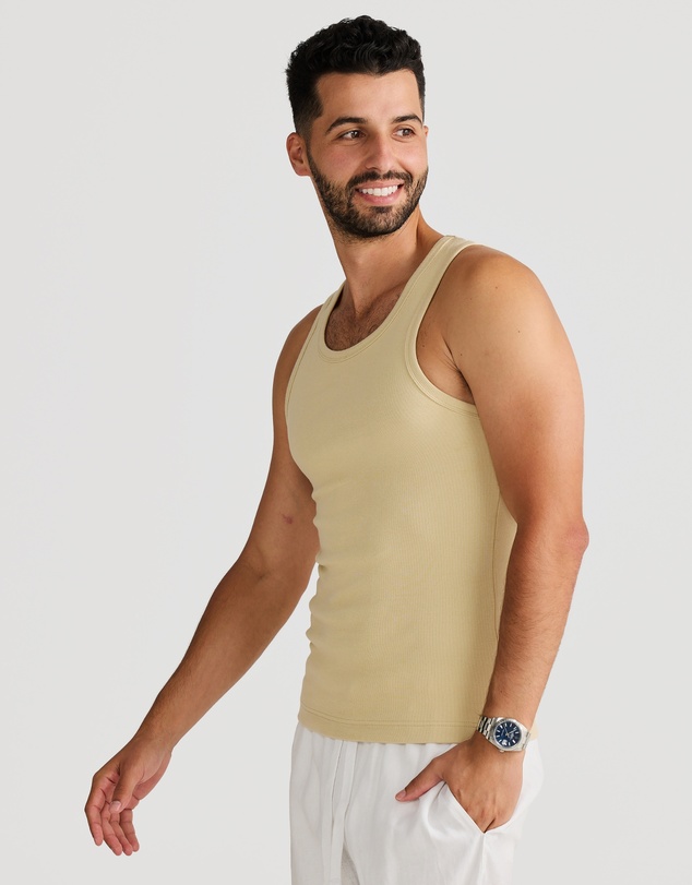 Vacay Swimwear - Rib Singlet Sand
