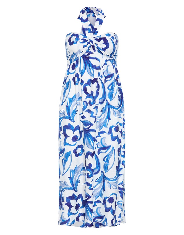 City Chic - Plus size Peta Serene Print Maxi Dress - blue