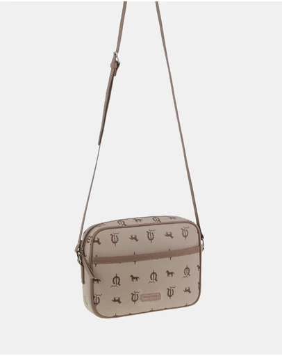 Pierre Cardin - Pierre Cardin Canvas/Leather Trim Square Crossbody Bag