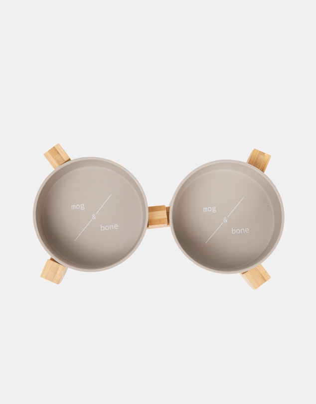 Mog & Bone - Double Bamboo Cat Bowl Mocha