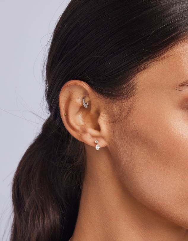 Zoe Olivia - 9K Gold Oval Lab Grown Diamond Drop Earrings