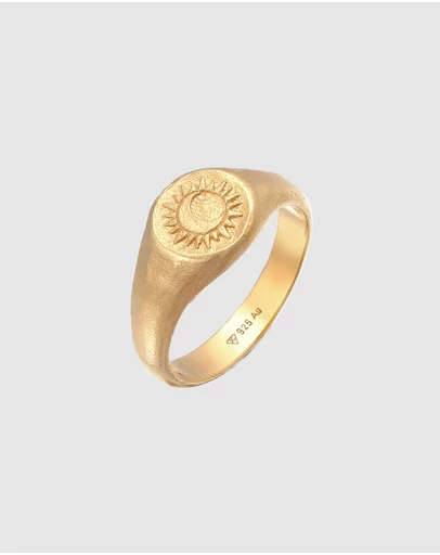 Haze & Glory - ICONIC EXCLUSIVE - Sacred Sun Signet Ring in Gold-Plated 925 Silver