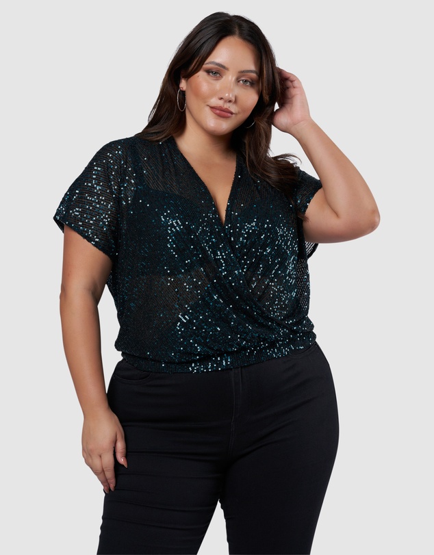 Pink Dusk by Curve Project - Flashy Sequin Top