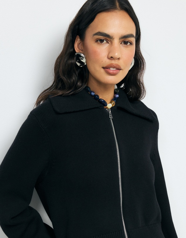 AERE - Lali Organic Cotton Zip Knit Cardigan