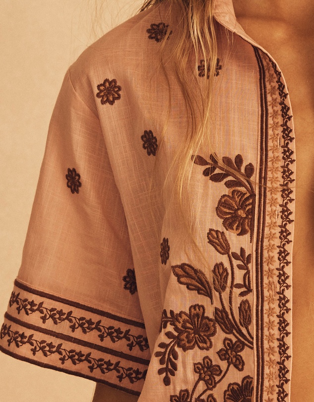 AUR OCEA - Embroidered Short Sleeve Resort Shirt