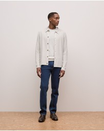 Trenery - Merino Texture Knit Long Sleeve Shirt in Stone