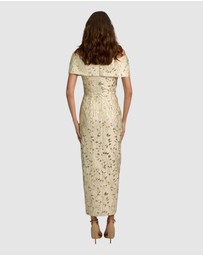 Romance by Honey and Beau - Crechia Jacquard Off Shoulder Dress