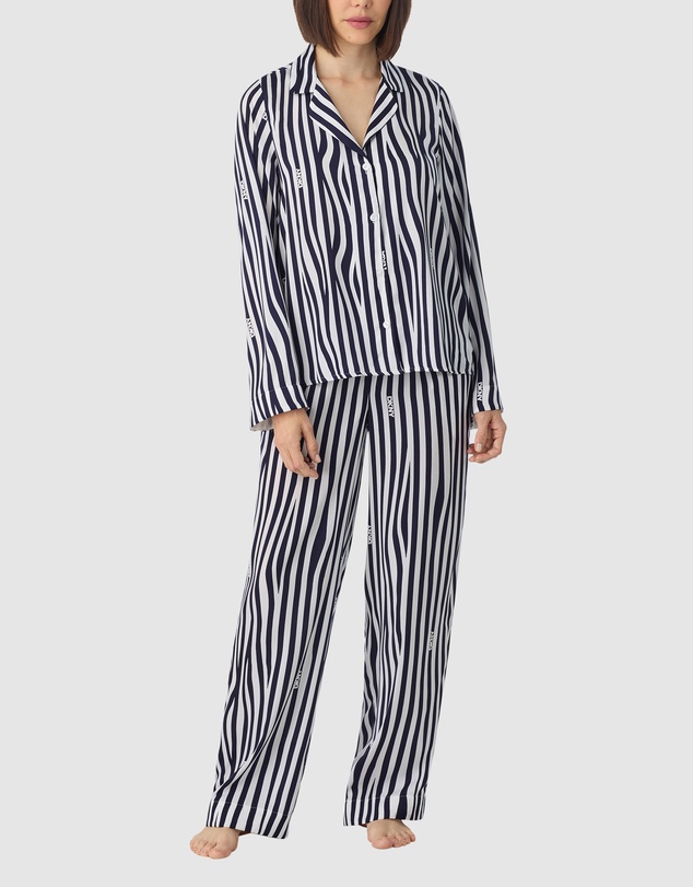 DKNY - Satin Button Up Long Sleeve Long Pyjama Set