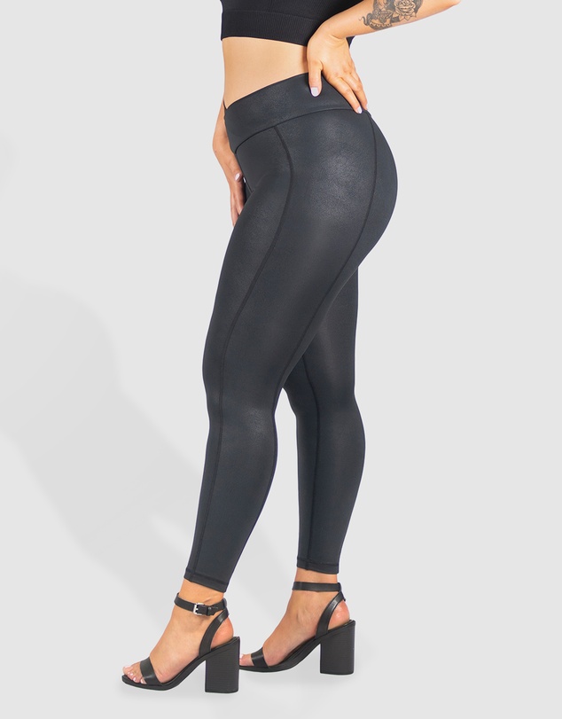 B Free Intimate Apparel - V-Waist Faux Leather Booty Sculpting Leggings
