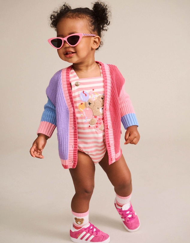Huxbaby - Colour Block Peekaboo Huxette Cardi - Babies-Kids