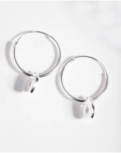 Lovisa - Sterling Silver Starburst Heart Hoop Earrings