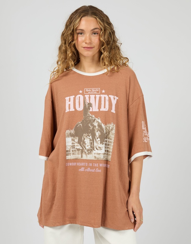 All About Eve - Howdy Oversized Tee Cinnamon