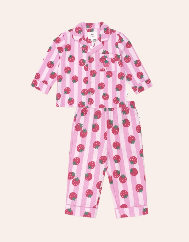 Huxbaby - Strawberry Fields Forever Stripe Flannel PJ - Babies-Kids