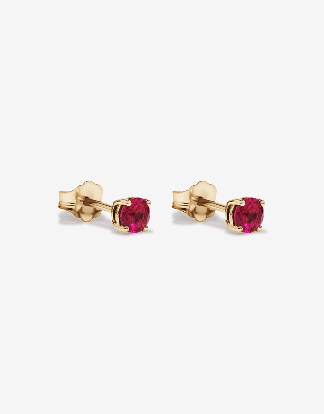 Michael Hill - Created Round Red Ruby Birthstone Stud Earrings in 10kt Yellow Gold