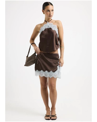 Alice In The Eve - Naomi Satin Lace Mini Skirt