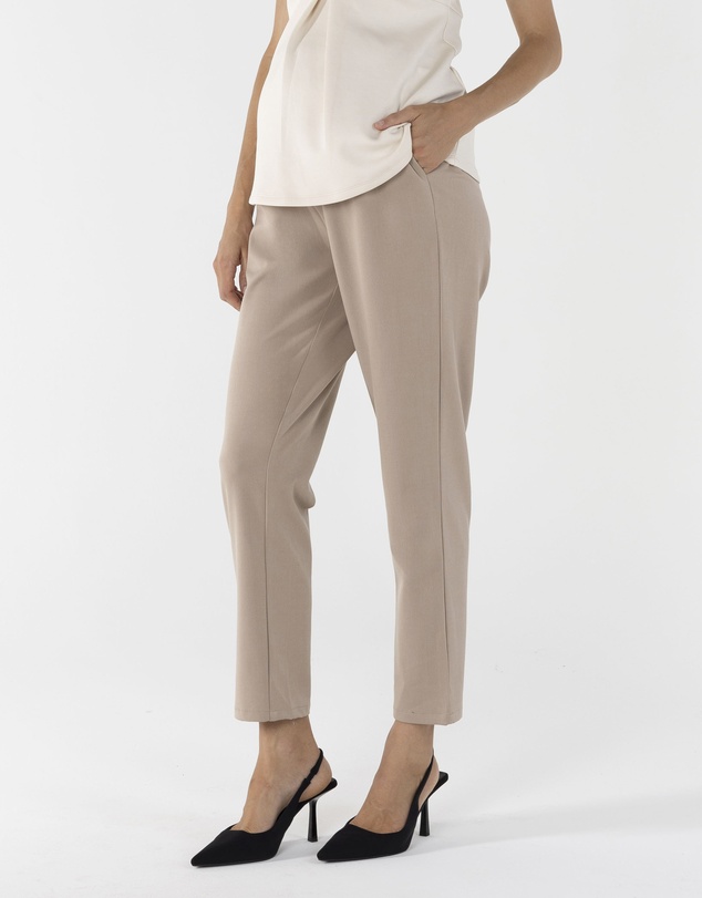 Angel Maternity - Donna High Waist Maternity Work Pants in Beige