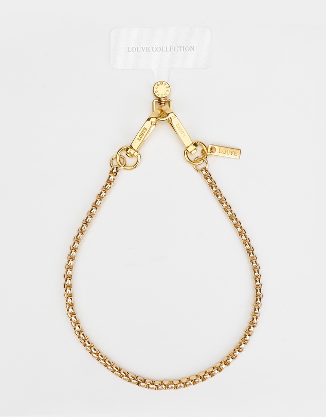 LOUVE COLLECTION - Universal Phone Strap Connector (White) + Gaia-Gold Wristlet