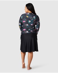 Modest Mermaid - Flowering zip 3/4 top SPF50+