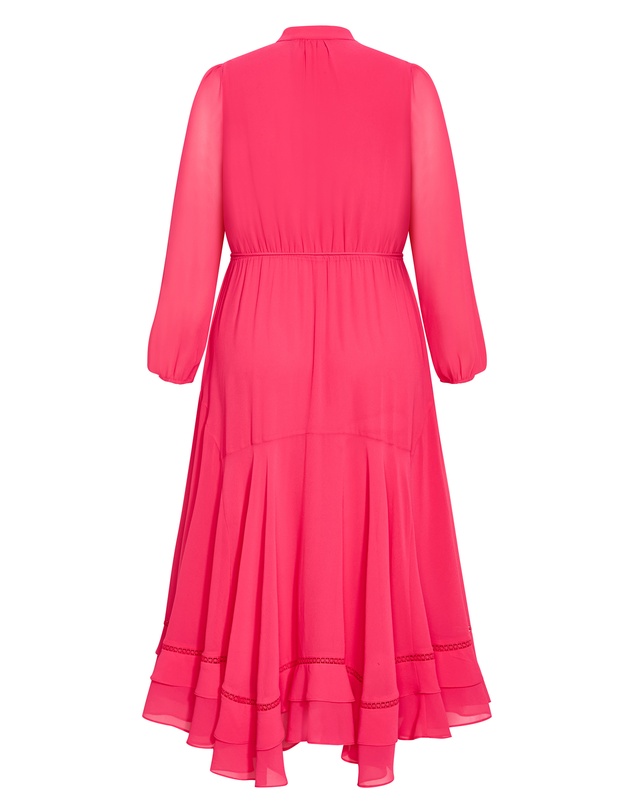 City Chic - Plus size Yasmin Long Sleeve Maxi Dress - lipstick