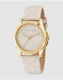 Ted Baker - Coolly Gold-Tone 34mm Cream Embossed Leather Watch