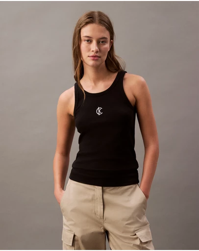Calvin Klein Jeans - Ribbed Cotton Logo Tank Top