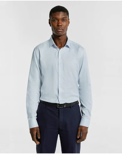 yd. - Clubman Pure Cotton Twill Slim Fit Dress Shirt