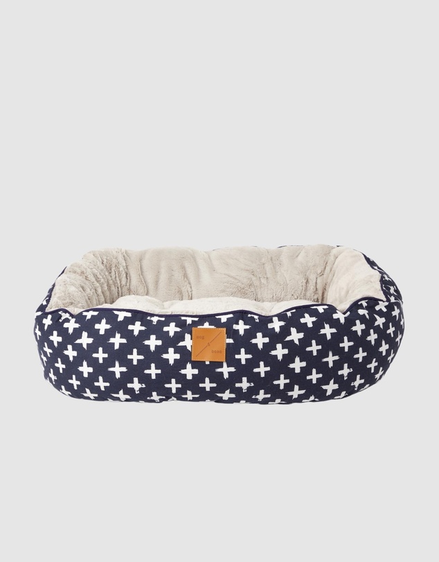 Mog & Bone - 4 Seasons Reversible Circular Dog Bed - Navy Cross Print