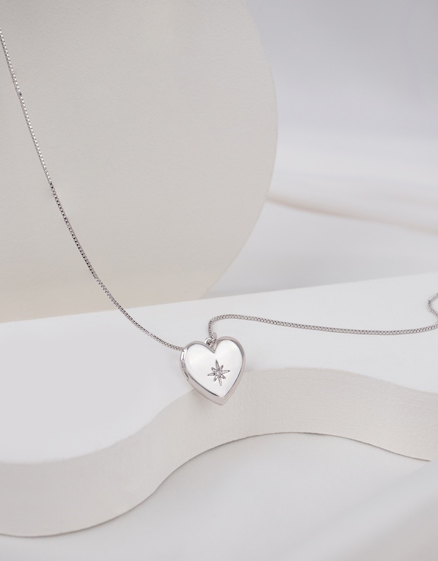Wanderlust + Co - Heart Silver Locket Necklace