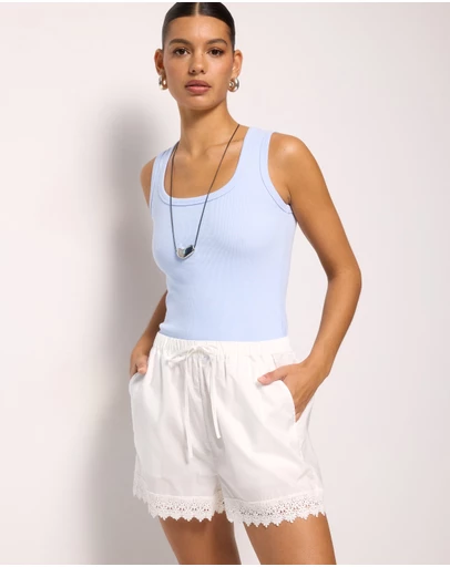 AERE - Zadie Lace Trim Shorts