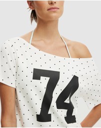 Cotton On - Sporty off Shoulder Graphic Tee